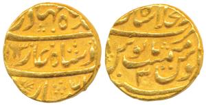 Ahmad Shah Bahadur, Gold Mohur, 10.86g, Dar-ul-Khilafat Shahjahanabad Mint, AH 1163/3 (KM 
