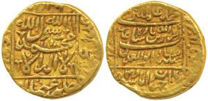 Alamgir II, Gold Mohur, 10.91g, Shahjahanabad Mint, AH 1168/2, obv. Persian inscription wi
