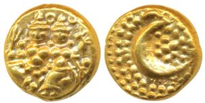 Haider Ali (AH 1174-1197, 1761-1782 AD), Gold Pagoda, 3.43g, obv. Shiva and Parvati seated