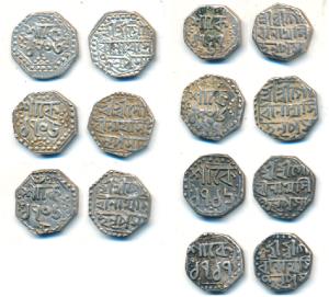 Gaurinatha Simha, Silver ¼ Rupee, SE 1703 (R&B 91.1), SE 1705 (R&B 93.2), SE 1706/5 (R&B 9