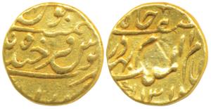 Mir Mahbub Ali Khan (AH 1285-1329, 1869-1911 AD), Gold 1/8 Ashrafi, 1.35g, Farkhanda Bunya