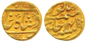 Madhopur Mint pseudo mint-name Sawai Jaipur, Gold Mohur, 10.85g, in the name of Shah Alam 
