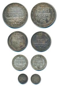 Fateh Singh (AH 1192-1204, 1778-1789 AD), set of 4, Silver Rupee, ½, ¼ and 1/8, Udaipur Mi