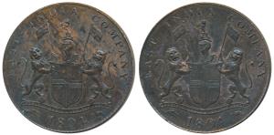 Copper Double Pice, 10.94g, 1804, Mule, obverse and reverse are the same (both are the obv