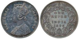 Victoria Empress, Silver Rupee, 1898, Bombay Mint (KM 492c). Early Proof Restrike, Mint St