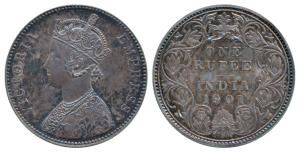 Victoria Empress, Silver Rupee, 1901, Calcutta Mint (KM 492). Proof Restrike, Superb Mint 
