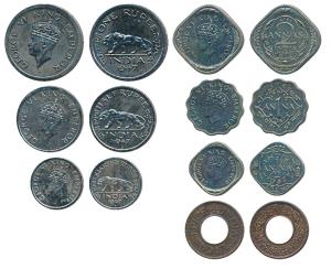 George VI, set of 7 Proof Restrike, Cupro Nickel, Rupee, ½ and ¼, Cupro-Nickel 2, 1 and ½ 