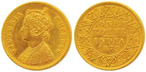 Victoria Empress, Gold Mohur, 1879, (Prid 16). Proof Restrike, Mint State, Very Rare.