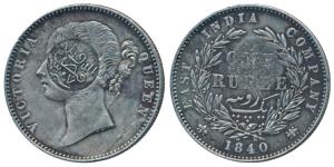 Queen Victoria, Silver Rupee, 1840, Kuwait AH 1307 within a circle, counter marked on obv.