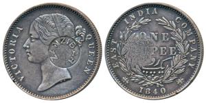 Queen Victoria, Silver Rupee, 1840, Zanzibar within a circle, counter marked on obv. Not f
