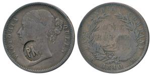 Queen Victoria, Silver Rupee, 1840, initials ’PM’ for Portuguese Mozambique counter marked