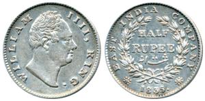 William IV, Silver ½ Rupee, 1835, Calcutta Mint, F raised, 19 Berries, (Prid 71). Very Fin