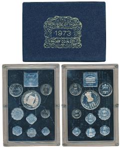 1973 Proof Set, Grow More Food, set of 9, 1 Paisa to Rupees 10. In near immaculate conditi