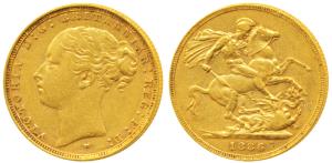 Australia, Victoria, Gold Sovereign, 8g, 1886, young head, ’M’ mint mark for Melbourne Min