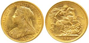 Australia, Victoria, Gold Sovereign, 8g, 1898, veiled head, ’M’ mint mark for Melbourne Mi