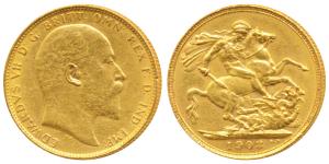 Australia, Edward VII, Gold Sovereign, 8g, 1903, ’P’ mint mark for Perth Mint, St. George 