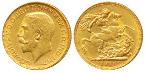 Australia, George V, Gold Sovereign, 8g, 1911, ’P’ mint mark for Perth Mint, St. George sl