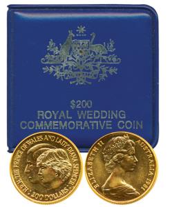 Australia, Elizabeth II, Gold $200, 10g, wedding of Charles Prince of Wales and Lady Diana