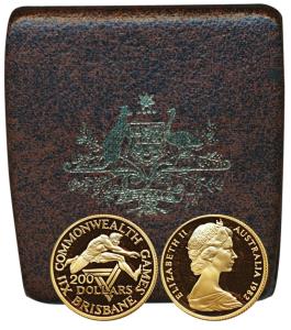 Australia, Elizabeth II, Gold $200, 10g, XII Commonwealth Games Brisbane, 1982. Proof, in 