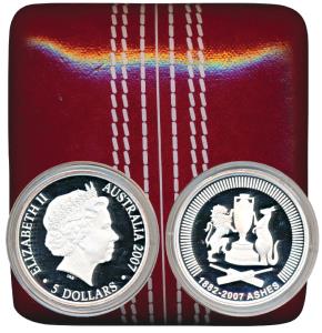 Australia, 125 years of the Ashes series between England and Australia, Silver $5, 36.3g, 