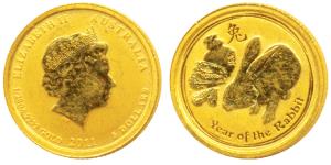 Australia, Elizabeth II, Gold 5 Dollars, 1/20 ounce,1.55gm, .999 purity, Lunar Series, rev
