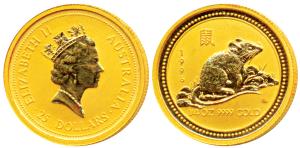 Australia, Elizabeth II, Gold 25 Dollars, ¼ ounce, 7.775gm, .999 purity, Lunar Series, rev