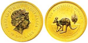 Australia, Elizabeth II, Gold 50 Dollars, ½ ounce, 15.5gm, .999 purity, The Australian Nug
