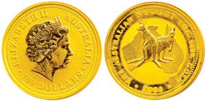 Australia, Elizabeth II, Gold 100 Dollars, 1 ounce, 31.1gm, .999 purity, The Australian Nu