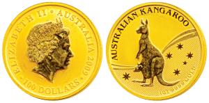 Australia, Elizabeth II, Gold 100 Dollars, 1 ounce, 31.1gm, .999 purity, The Australian Nu