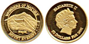 Fiji, Elizabeth II, Gold 10 Dollars, .52g, 2011, Wonders of Nature series, Mount Everest. 