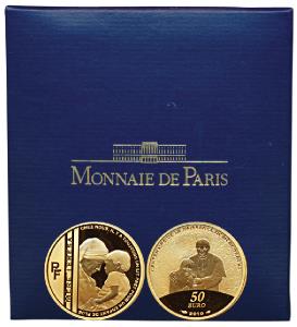 France, Mother Teresa, Gold 50 Euros, 8.45g, 2010, Mother Teresa holding a child on obv., 