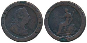 Great Britain, George III, Copper Cartwheel Penny, 1797, laureate bust of the ruler on obv
