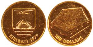 Kiribati, Gold 150 Dollars, 15.98g, 1979, Independence Day, rev. Maneaba —a traditional me