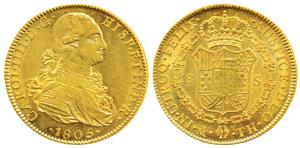 Mexico, Charles IX, Gold 8 Escudos, 27.04g, Mexico City Mint, 1805, (KM159). About Extreme