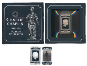 Tuvalu, Elizabeth II, Rectangle Silver $ 1, 31.1g, 2014, Charlie Chaplin, 100 Years of Lau