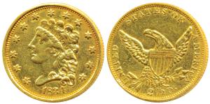 United States of America, Gold (Dollars) $2½, 4.18g, Classic Liberty head within circle of