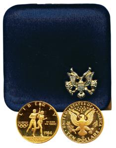 United States of America, Gold $10, 16.71g, 23rd Olympics in Los Angeles, 1984, “W” mint m