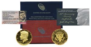 United State of America, Gold Half $ (Dollar), 23.32g, 50th Anniversary of Kennedy, 2014. 