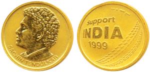 Sachin Tendulkar, Cricket World Cup Commemorative Medallion, Gold ¼ oz., 7.77g, .999 purit