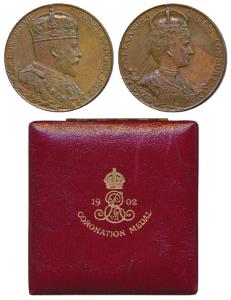 Edward VII Coronation Medal, Copper, 81.3g, bust of the Emperor to right on obv., bust of 