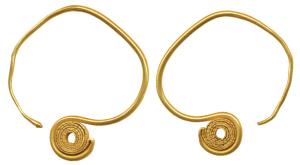 A pair of Gold Earrings, (c. 2nd century AD), Shunga period, total weight 8.52 grams, this