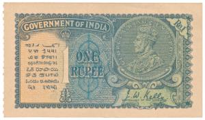 George V, Rupee 1, 2nd issue, 1935, signed J. W. Kelly, Prefix E, (J&R 2.1A). Uncirculated