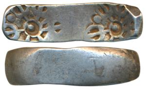 Archaic Punch Marked Coinage, attributed to Gandhara Janapada, Silver 5 Shana, 11.37g, Ben