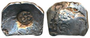Archaic Punch Marked Coinage, attributed to Malla Janapada, Silver ½ Karshapana, 1.96g, ce