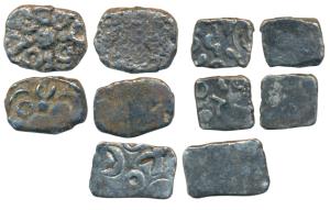 Archaic Punch Marked Coinage, attributed to Avanti and Shursena Janapada, Silver ½ Karshap