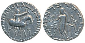 Indo-Scythians, Azes II, Silver Tetradrachm, 8.96g, obv. King mounted on a horse to right,