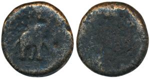 Satavahanas, Sri Satakarni, Copper Unit, 18.38g, Nevasa-Paithan type, obv. an elephant wal