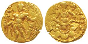 Guptas, Chandragupta II (c. 380-413 AD), Gold Dinar, 7.81g, ’Archer’ type, obv. king nimba