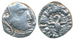 Guptas, Kumaragupta, Silver Drachma, 2.22g, Madhyadesha type, obv. bust of the ruler to ri