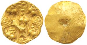 Chalukyas of Kalyana, Jayasimha II Jagadekamalla (1015-1043 AD), Gold Pagoda, 3.79g, Punch
